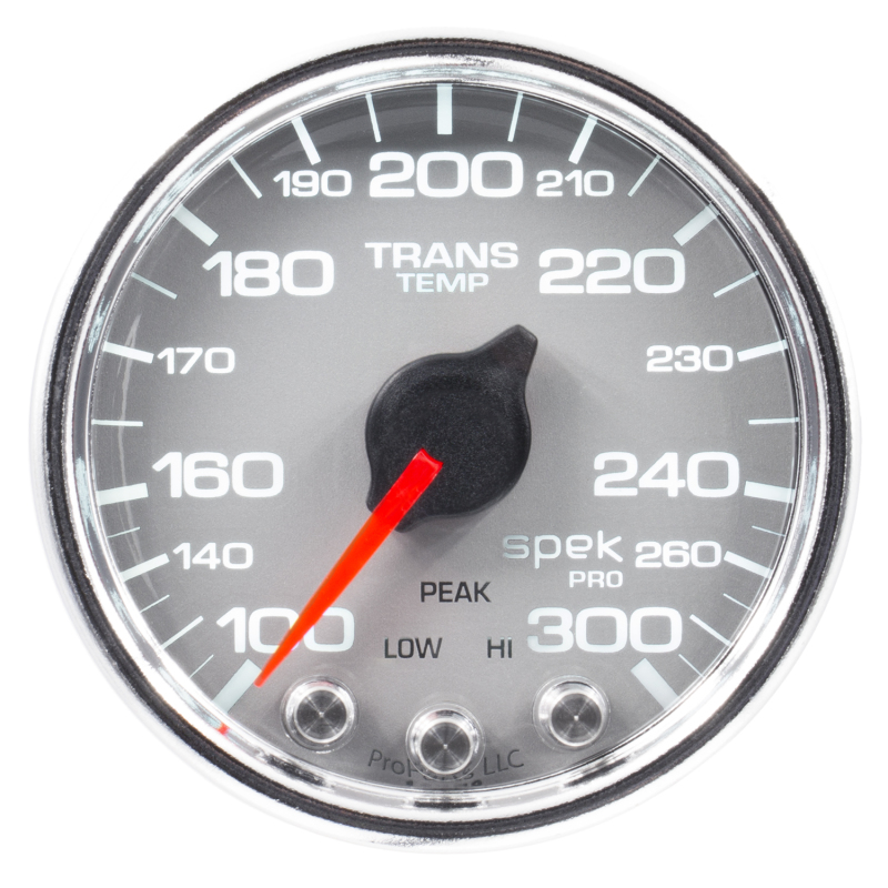 Autometer Spek-Pro Gauge Trans Temp 2 1/16in 300f Stepper Motor W/Peak & Warn Slvr/Chrm - P34221