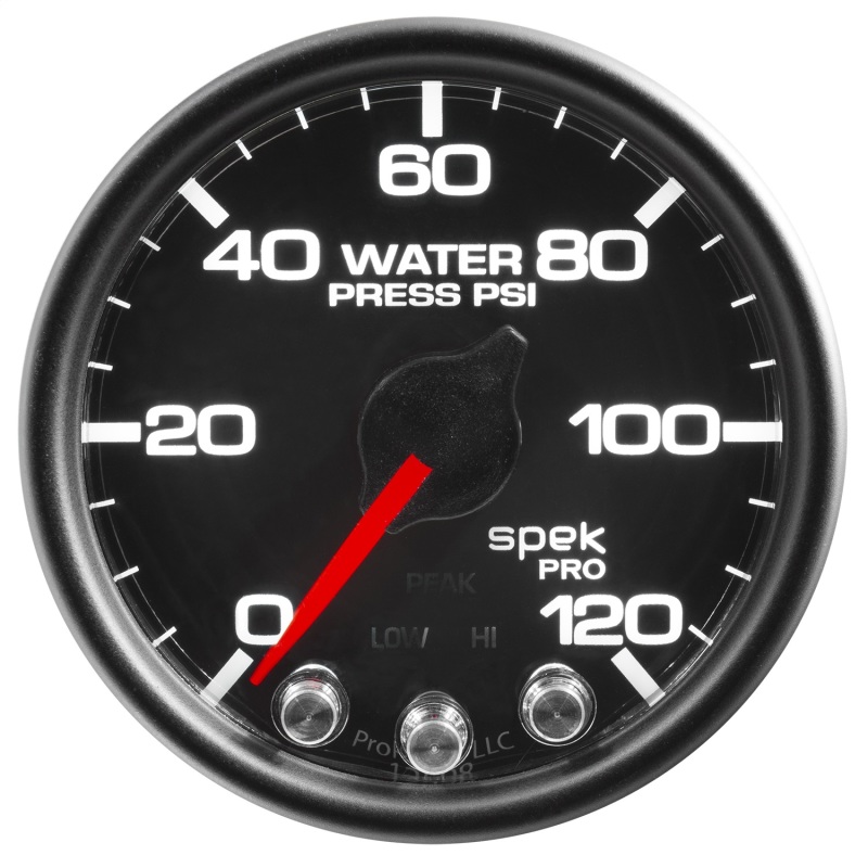 Autometer Spek-Pro Gauge Water Press 2 1/16in 120psi Stepper Motor W/Peak & Warn Blk/Blk - P34532