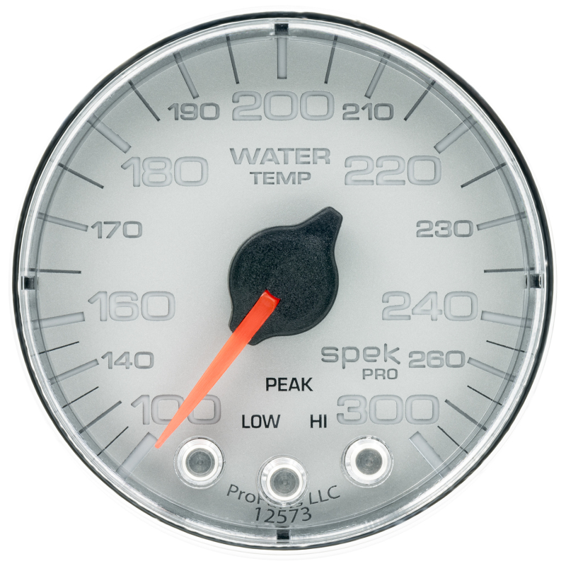 Autometer Spek-Pro Gauge Water Temp 2 1/16in 300f Stepper Motor W/Peak & Warn Slvr/Chrm - P346218