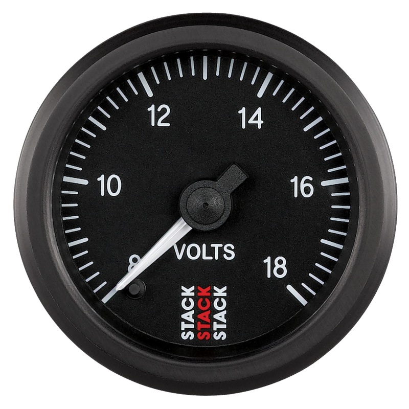 Autometer Stack 52mm 8-18V Pro Stepper Motor Battery Voltage Gauge - Black - ST3316