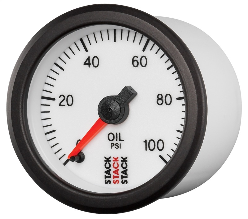 Autometer Stack 52mm 0-100 PSI 1/8in NPTF Male Pro Stepper Motor Oil Pressure Gauge - White - ST3352