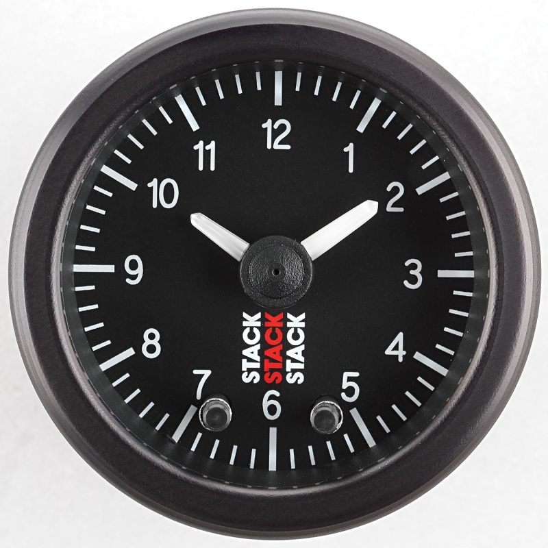 Autometer Stack Analog Clock Gauge - Black - ST3317
