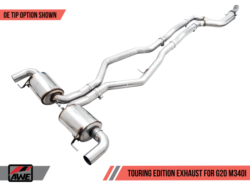 AWE Tuning 2019+ BMW M340i (G20) Resonated Touring Edition Exhaust (Use OE Tips) - 3015-11060