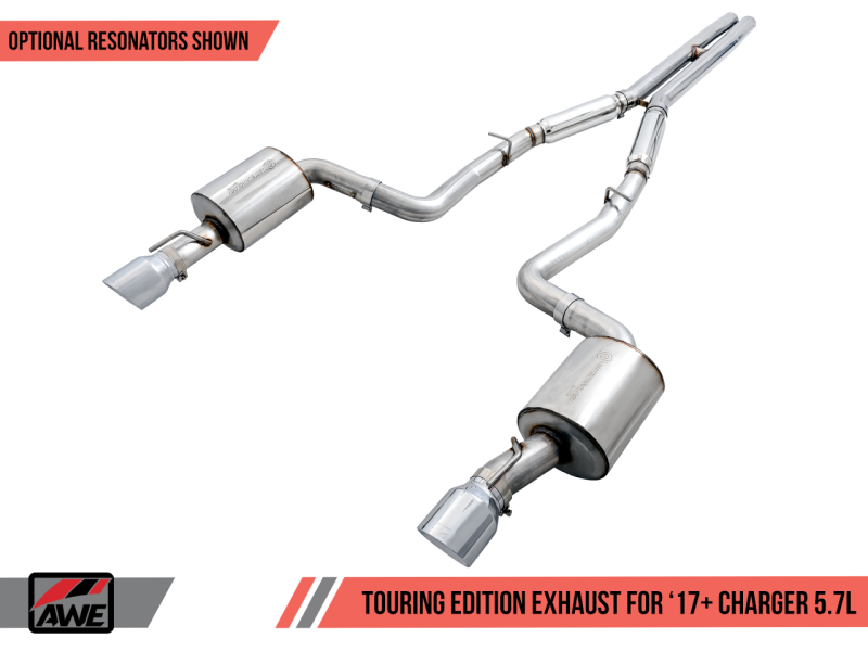 AWE Tuning 2017+ Dodge Charger 5.7L Track Edition Exhaust - Diamond Black Tips - 3015-33134