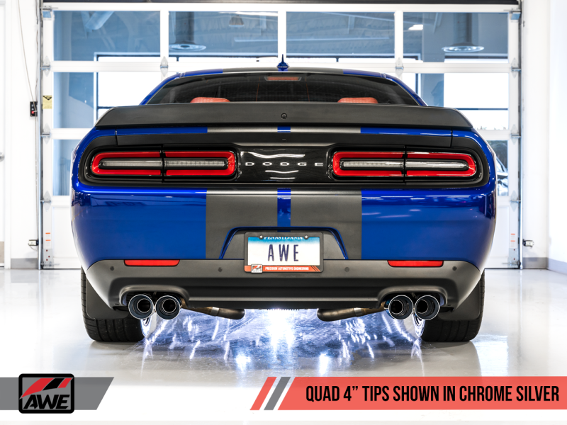 AWE Tuning 2017+ Dodge Challenger 5.7L Track Edition Exhaust - Chrome Silver Quad Tips - 3015-42144