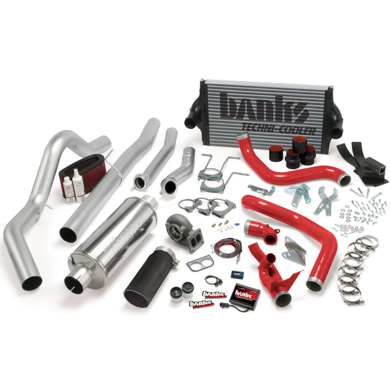Banks Power 94-97 Ford 7.3L CCLB Auto PowerPack System - SS Single Exhaust w/ Black Tip - 46356-B