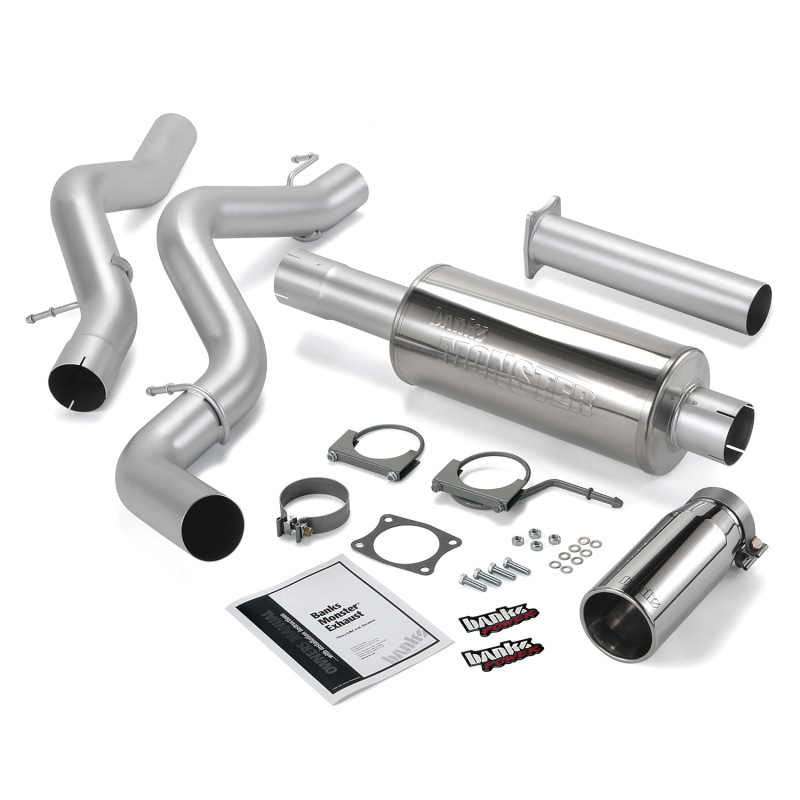 Banks Power 02-05 Chevy 6.6L EC/CCSB Monster Exhaust System - SS Single Exhaust w/ Chrome Tip - 48633