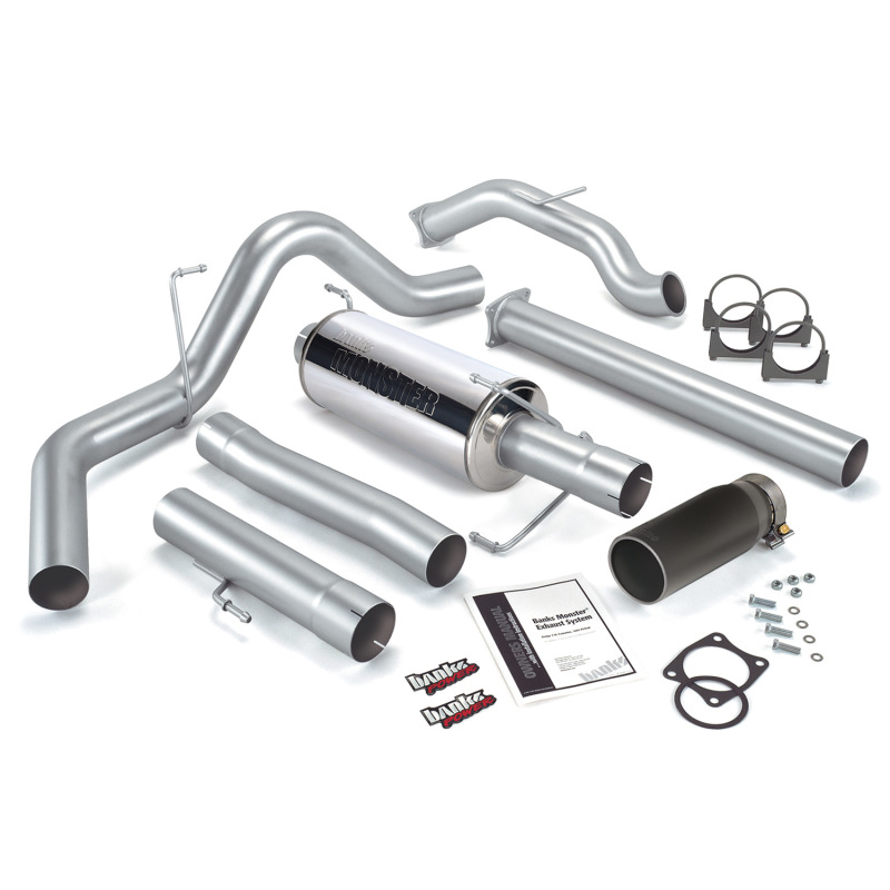 Banks Power 03-04 Dodge 5.9 SCLB/CCSB Cat Monster Exhaust System - SS Single Exhaust w/ Black Tip - 48640-B