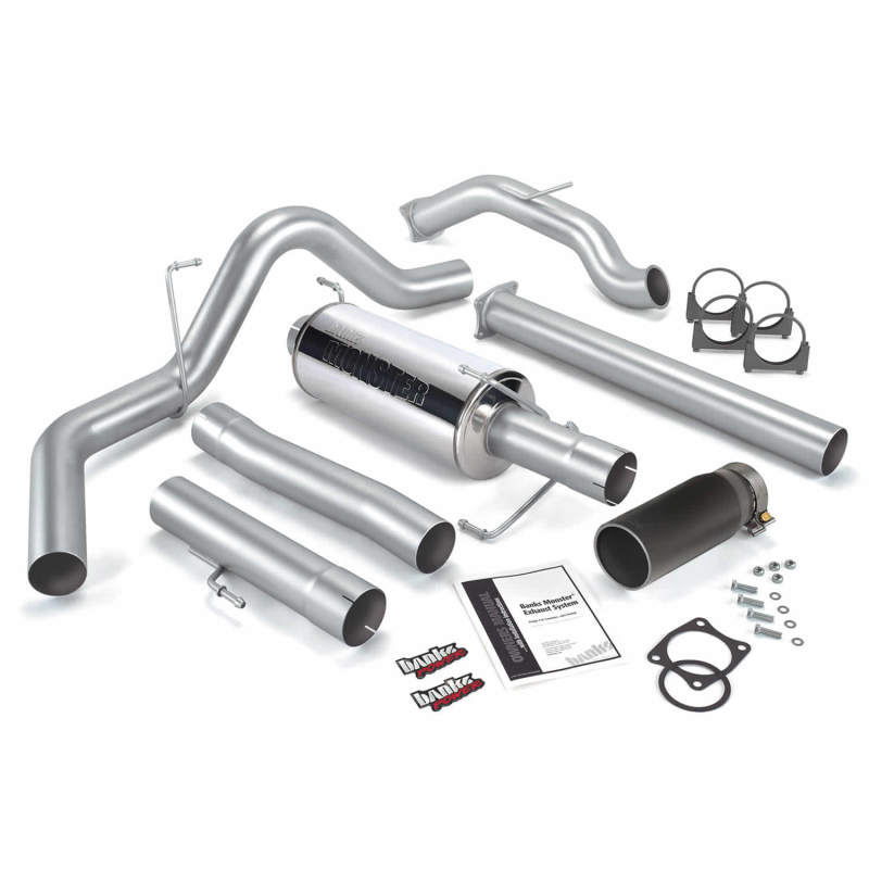 Banks Power 03-04 Dodge 5.9 SCLB/CCSB No-Cat Monster Exhaust System - SS Single Exhaust w/ Black Tip - 48641-B