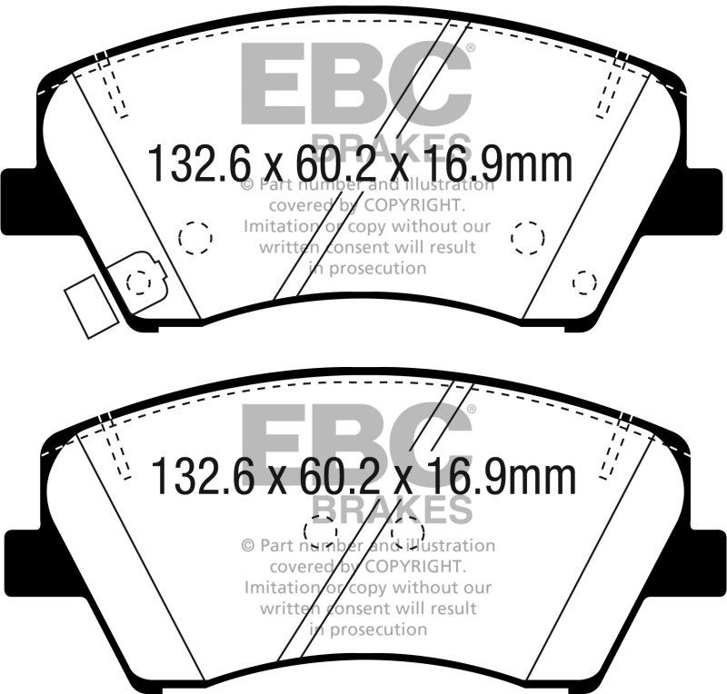 EBC 2017+ Hyundai Elantra 1.4L Turbo Ultimax2 Front Brake Pads - UD1912