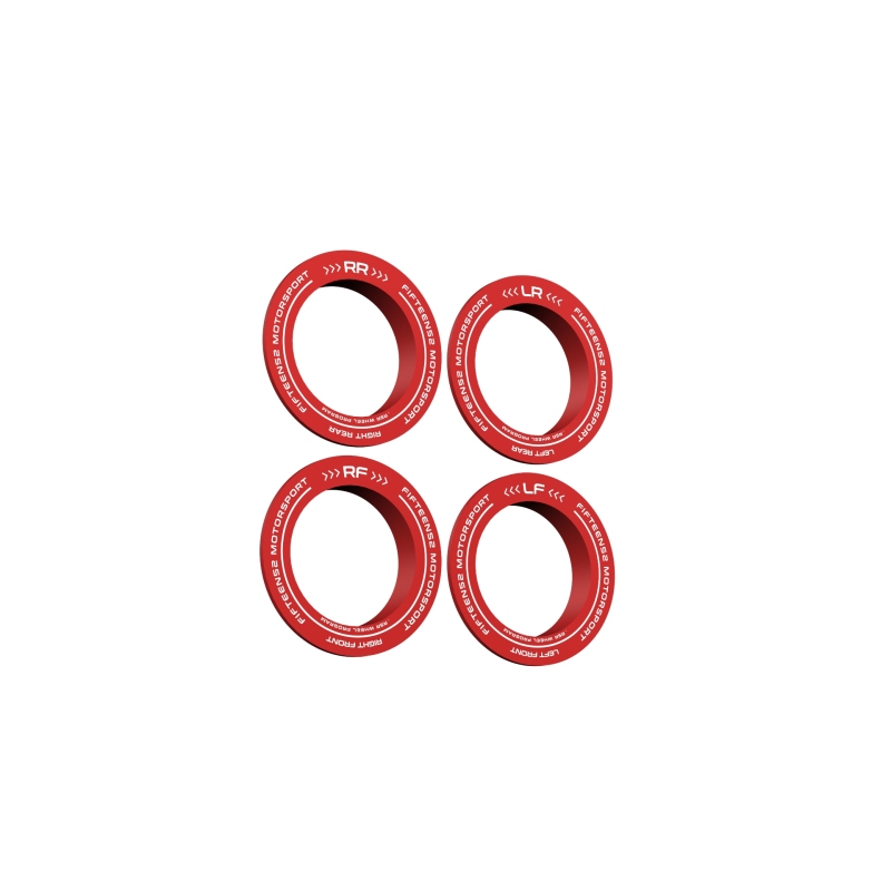 fifteen52 Holeshot RSR Center Ring - Corner Designation Set of Four - Red - 52-RSRRING-RED-CD-SET