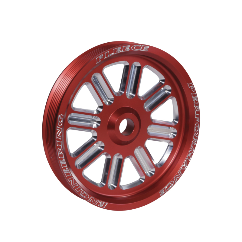 Fleece Performance Dodge Cummins Dual Pump Spoke Pulley (For Use w/ FPE Dual Pump Bracket) Red - FPE-34211-RED-SPK