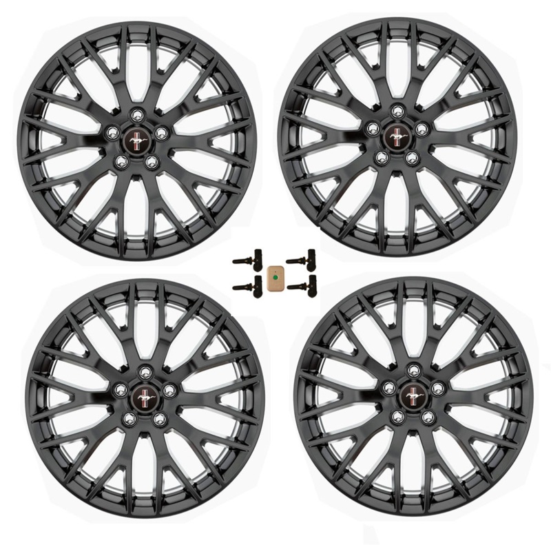 Ford Racing 15-16 Mustang GT 19X9 and 19X9.5 Wheel Set with TPMS Kit - Matte Black - M-1007K-M19XB