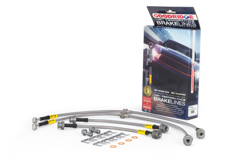 Goodridge 13-15 Nissan Sentra w/ Rear Drum Brakes SS Brake Line Kit - 22048