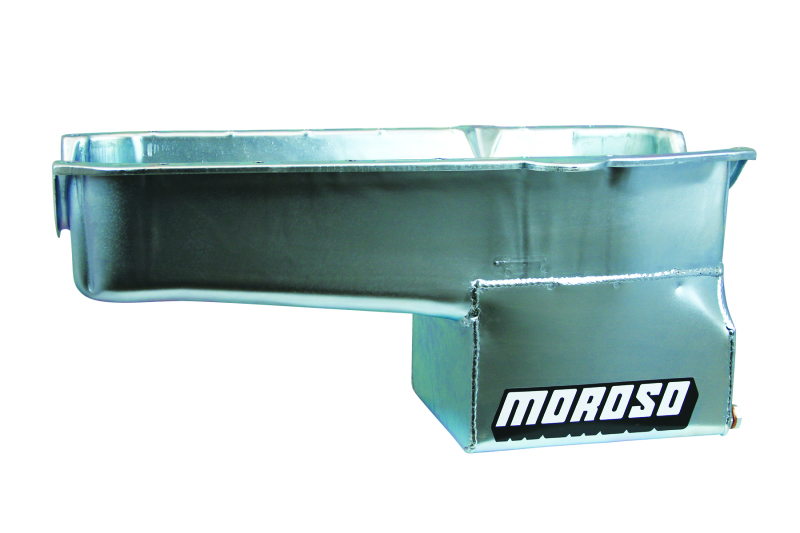 Moroso 80-85 Chevrolet SBC (w/Passenger Side Dipstick) Wet Sump 7qt 9.5in Steel Oil Pan - Black - 20165