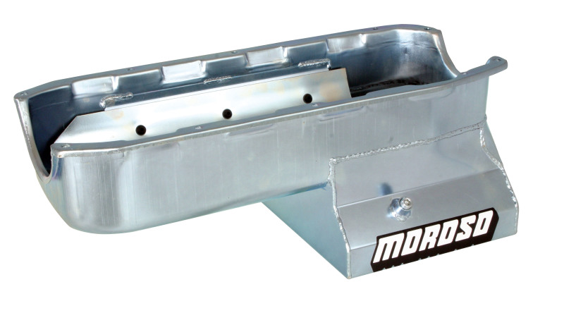 Moroso Pre-85 Chevrolet SBC (w/2 Piece Rear Main Seal) Wet Sump 7qt 8.25in Steel Oil Pan - Black - 20196