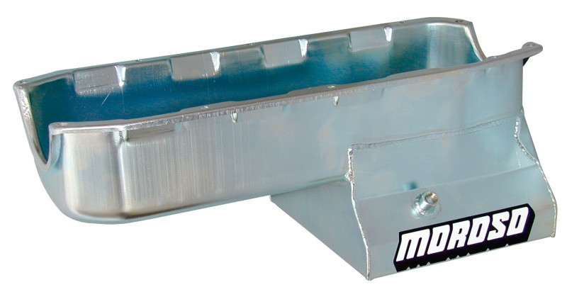 Moroso Pre-85 Chevrolet Small Block (w/Driver Side Dipstick) Wet Sump 7qt 8.25in Steel Oil Pan - Blk - 20195