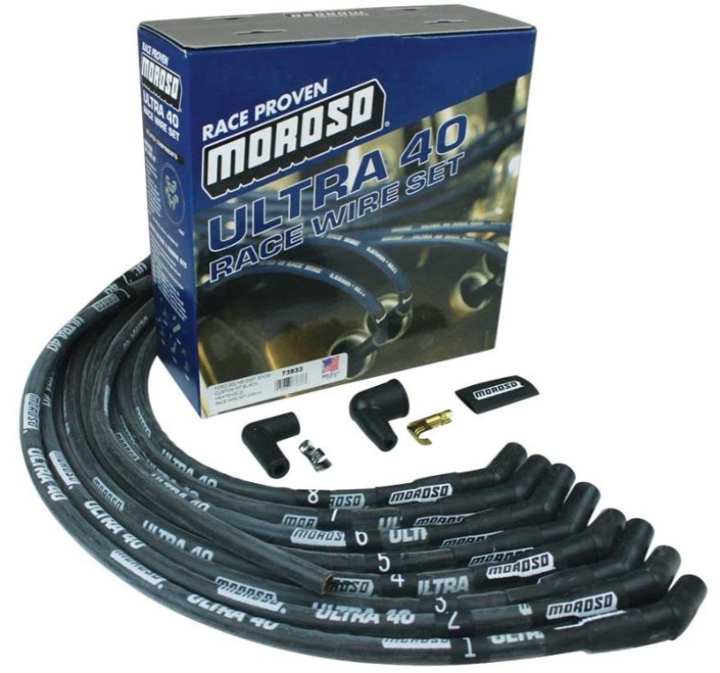 Moroso Ford 289-302 Ignition Wire Set - Ultra 40 - Sleeved - HEI - 135 Degree - Black - 73833