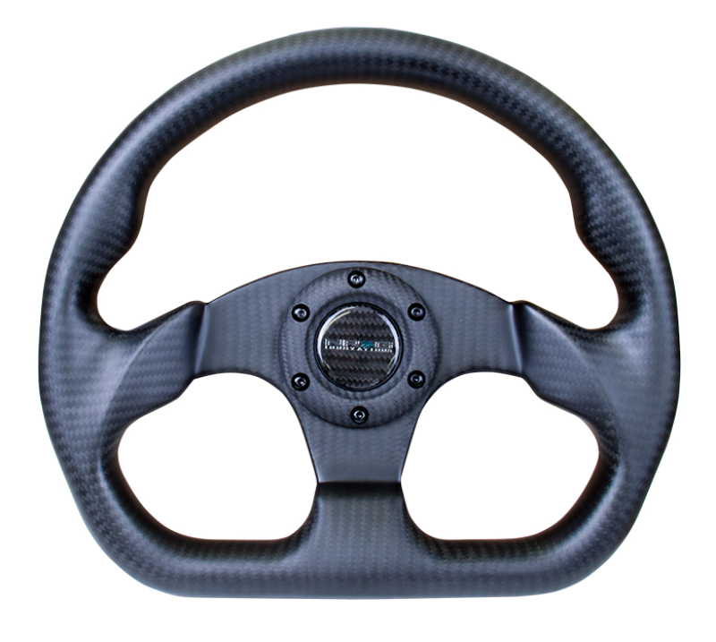 NRG Carbon Fiber Steering Wheel (320mm) Flat Bottom Matte Black Carbon - ST-009CF/MB