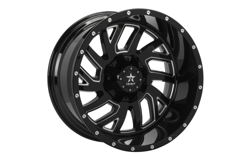 RBP 65R Glock 22x12 5x114.3 BP / 4.75 BS / -44mm Offset 78mm CB Gloss Black w/Machined Grooves Wheel - 65R-2212-66-44BG