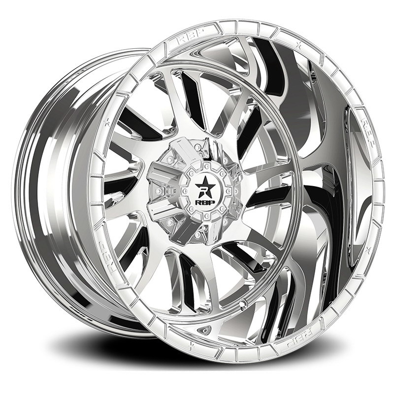 RBP 69R Swat 24x14 6x139.7 BP / 4.5 BS / -76mm Offset 108mm CB Chrome w/Black Inserts Wheel - 69R-2414-83-76C