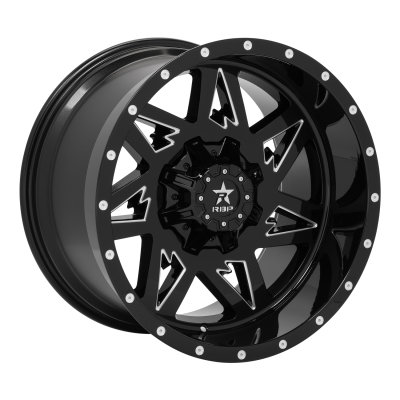 RBP 71R Avenger 20x10 8x170 BP / 5 BS / -12mm Offset 129mm CB Gloss Black w/Machined Grooves Wheel - 71R-2010-97-12BG