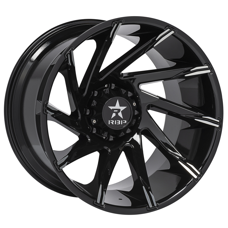 RBP 77R Spike 18x9.0 5x150 BP / 5.5 BS / 10mm Offset 110mm CB Gloss Black w/Machined Accent Wheel - 77R-1890-50+10MB