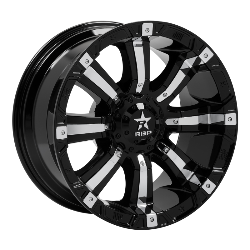 RBP 94R 20x9.0 8x170 BP / 5 BS 0mm Offset 125mm CB (Hub Centric) Black w/Chrome Inserts Wheel - 94R-2090-87-00BP