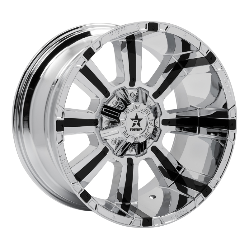 RBP 94R 22x12 6x139.7 BP / 4.75 BS -44mm Offset 78mm CB (Hub Centric) Chrome w/Blk Inserts Wheel - 94R-2212-82-44C