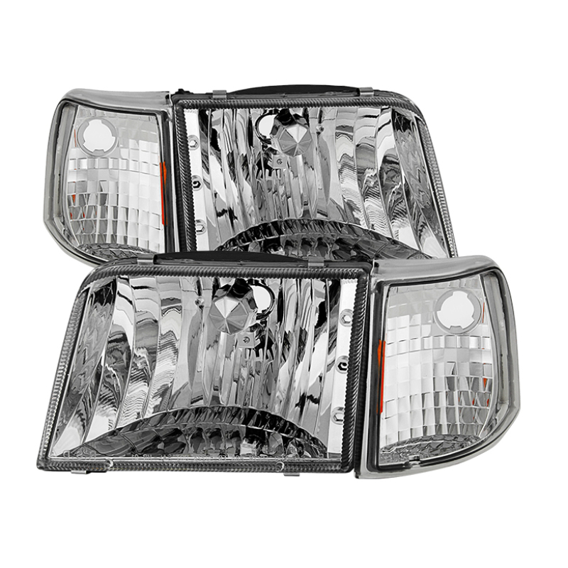Xtune Ford Ranger 93-97 Crystal Headlights w/ Corner Lights 4pcs Sets Chrome HD-JH-FR93-SET-C - 9029370