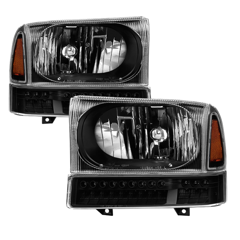 xTune Ford F250 F350 Superduty Excursion 99-04 OEM Style Headlights - Black HD-JH-FF25099-SET-LED-BK - 9035210