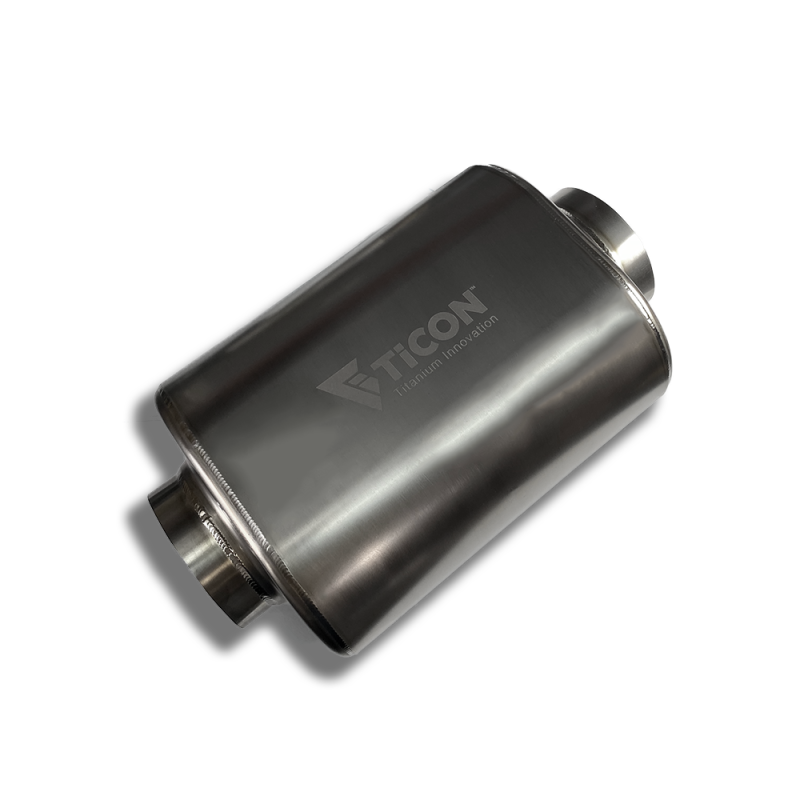 Ticon Industries 17in OAL 3.5in In/Out Ultralight Titanium Muffler - 1mm Thickness - 116-08923-0100