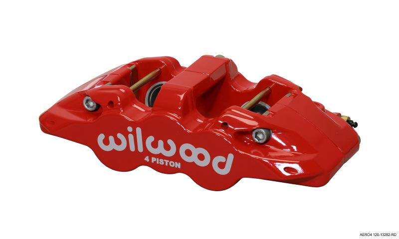 Wilwood Caliper-Aero4-L/H - Red 1.62/1.38in Pistons 1.25in Disc - 120-13282-RD