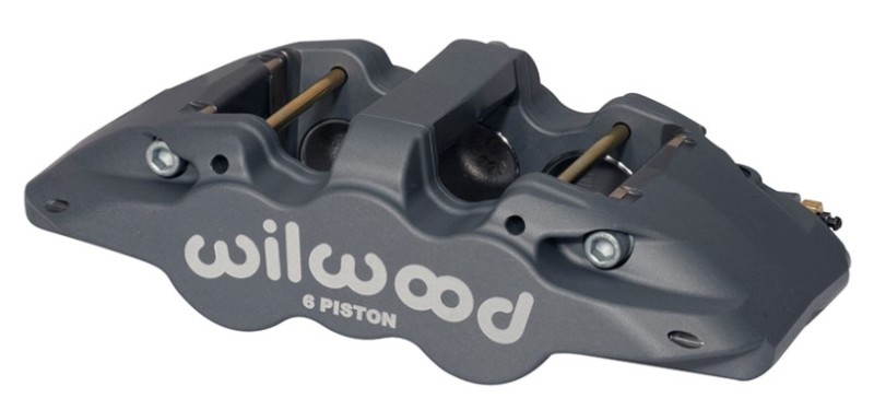 Wilwood Caliper-Aero6-R/H - Black Anodize (.80 Thk Pad) 1.62/1.12/1.12in Pistons 1.25in Disc - 120-13291