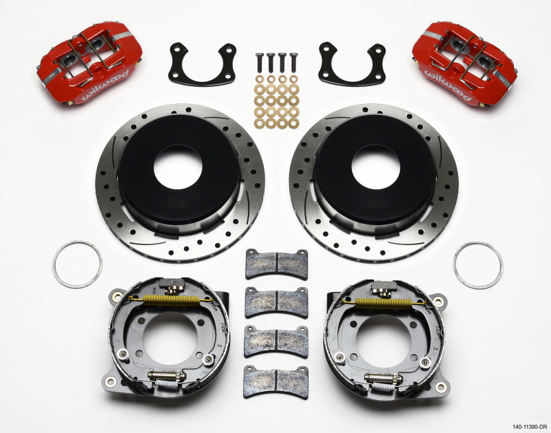 Wilwood Dynapro Low-Profile 11.00in P-Brake Kit Drill-Red New Big Ford 2.50in Offset - 140-11390-DR