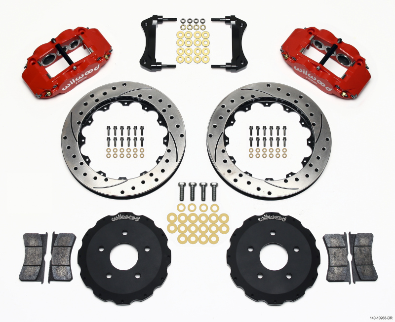 Wilwood Narrow Superlite 6R Front Hat Kit 13.06in Drill Red Backdraft Cobra (BMW E36 Based) - 140-10968-DR