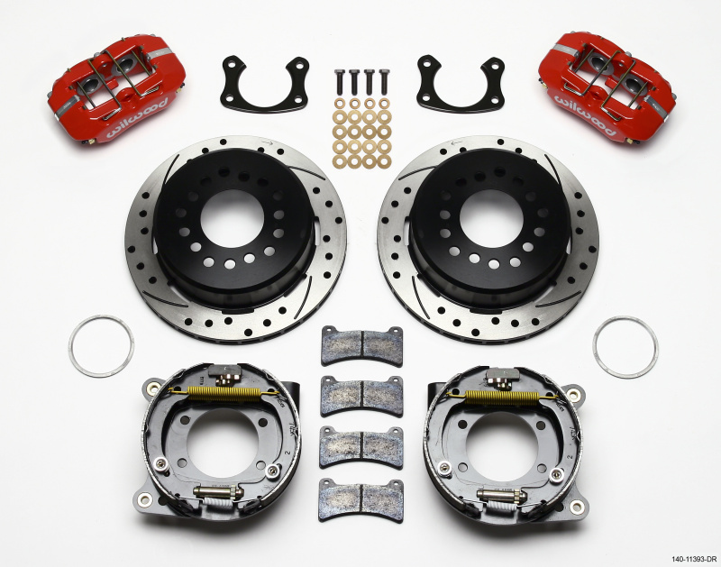 Wilwood Dynapro Low-Profile 11.00in P-Brake Kit Drill-Red Small Ford 2.66in Offset - 140-11393-DR