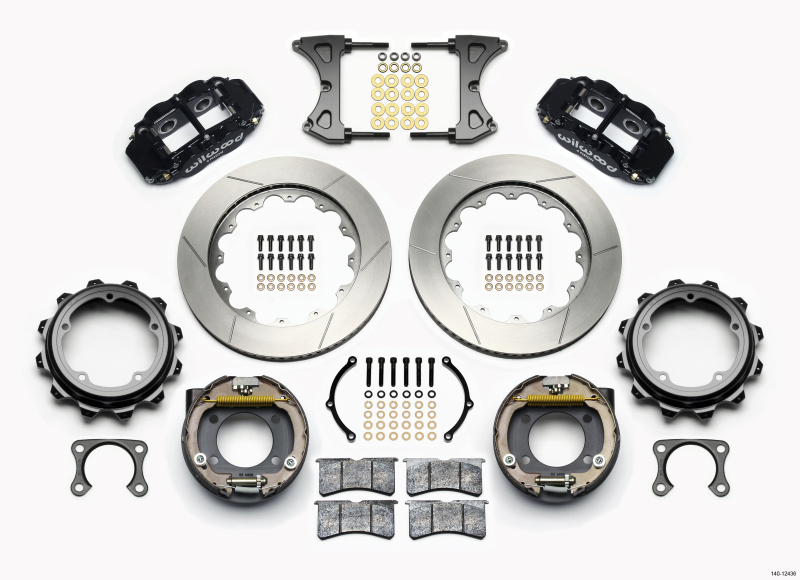 Wilwood Narrow Superlite 4R Rear P-Brk Kit 14.00in Strange Eng Floater 3.49in Offset - 140-12436