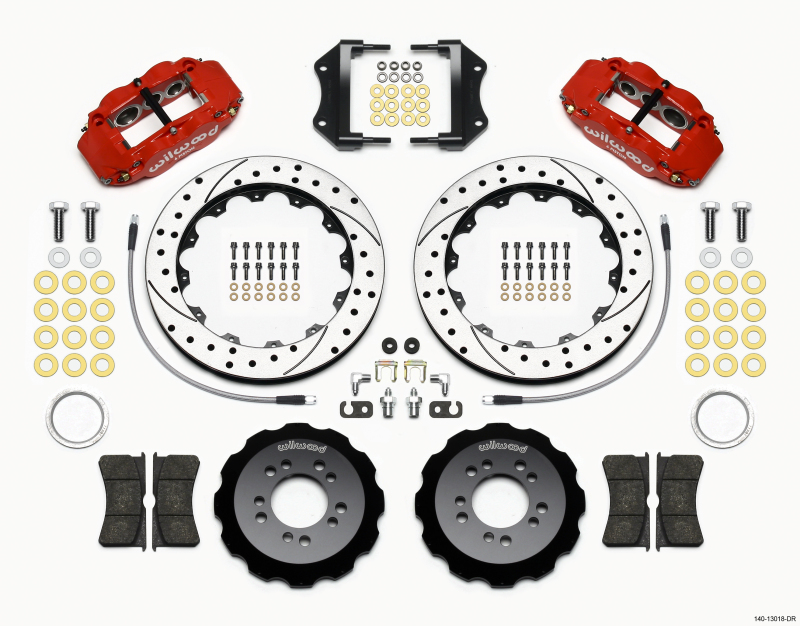 Wilwood Narrow Superlite 6R Front Hat Kit 12.88in Drill Red 2013-Up Ford Focus ST w/ Lines - 140-13018-DR