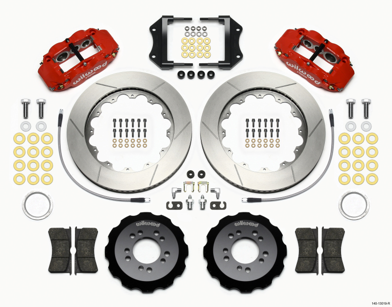 Wilwood Narrow Superlite 6R Front Hat Kit 14.00in Red 2013-Up Ford Focus ST w/ Lines - 140-13019-R