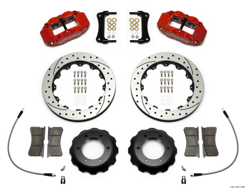 Wilwood Narrow Superlite Red 6R Front Kit 12.88in Drilled Rotor w/ Lines 05-15 Toyota Tacoma - 140-14577-DR
