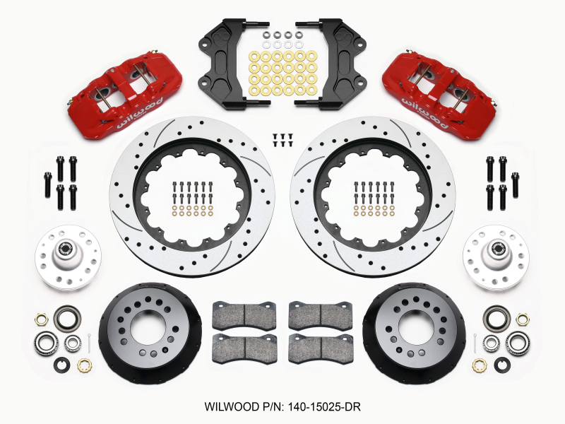 Wilwood AERO6 Front Hub Kit 15.00 Drilled-Red WWE ProSpindle - 140-15025-DR