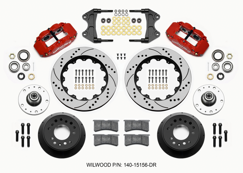 Wilwood Narrow Superlite 6R Front Hub Kit 14.00in Drill Red WWE ProSpindle (5x4.75in 5x5.00in Hub) - 140-15156-DR