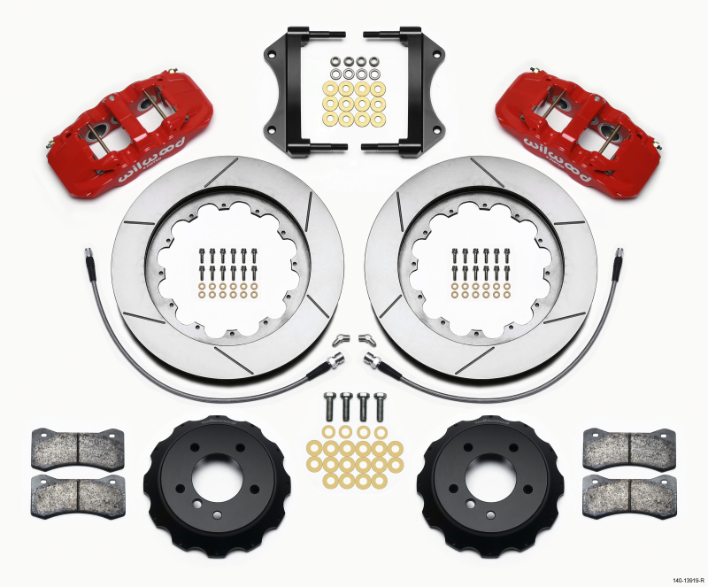 Wilwood AERO6 Front Hat Kit 15.00 Red 2007-2011 BMW E90 Series w/Lines - 140-13919-R