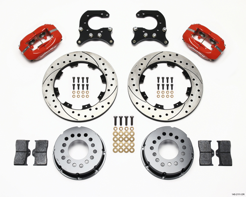 Wilwood Forged Dynalite P/S Rear Kit Drilled Red 58-64 Olds/Pontiac Ends - 140-2111-DR