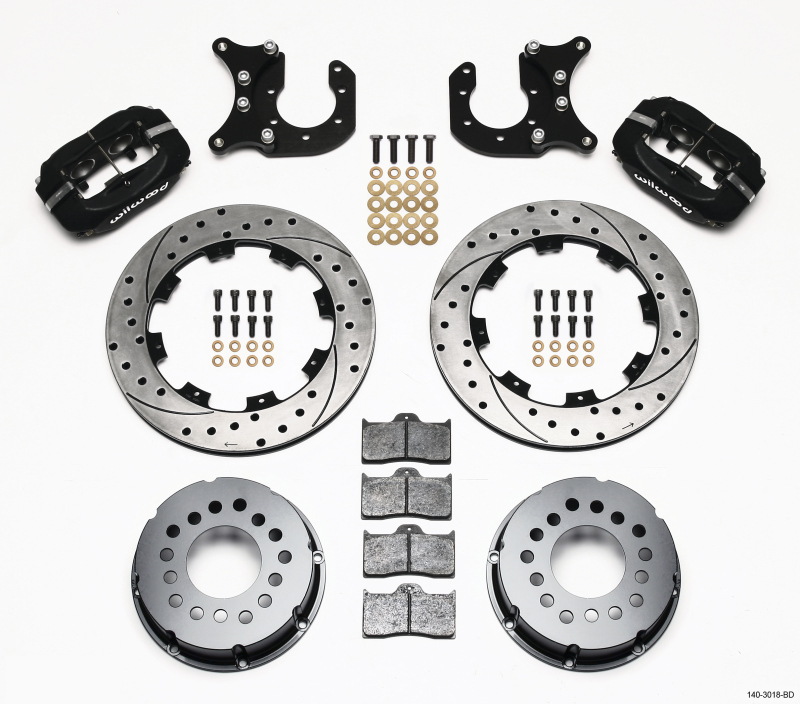 Wilwood Forged Dynalite P/S Rear Kit Drilled Rotor Ford 8.8 w/2.5in Offset-5 Lug - 140-3018-BD