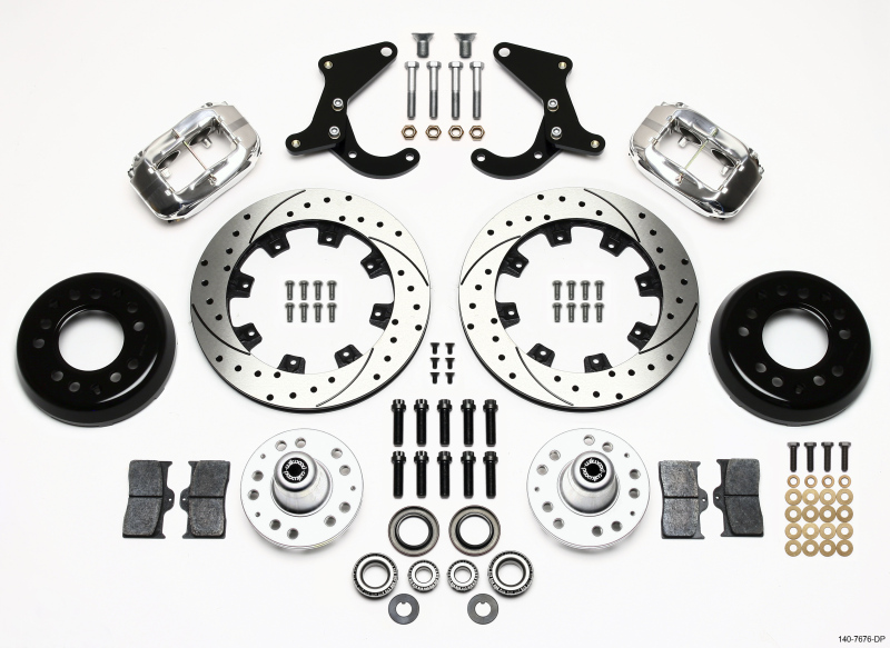 Wilwood Forged Dynalite Front Kit 12.19in Drilled Polished 55-57 Chevy - 140-7676-DP