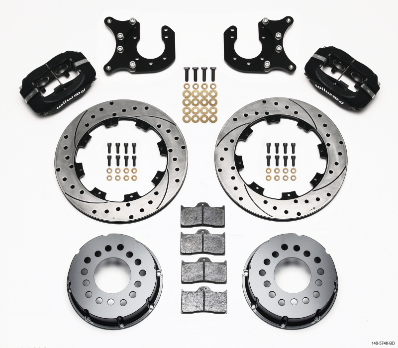 Wilwood Forged Dynalite P/S Rear Kit Drilled Rotor Chevy 12 Bolt-Spec 3.15in Brng - 140-5746-BD