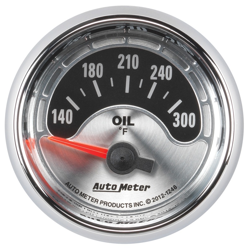 Autometer American Muscle 2-1/16in Short Sweep Electric 140-300 Deg F Oil Temp Gauge - 1248