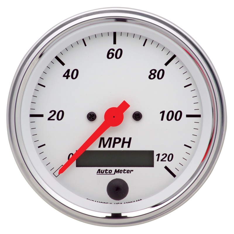 Autometer Arctic White 3 3/8in 0-120 MPH Electronic Speedometer w/ LCD ODO Gauge - 1380